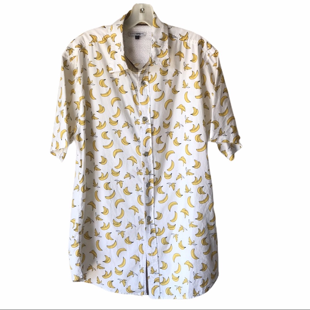 Fashion Nova Bananas Short Sleeve Button Up - LG